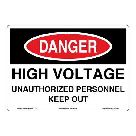 OSHA Compliant Danger/High Voltage Safety Signs Outdoor Weather Tuff Aluminum (S4) 10 X 7